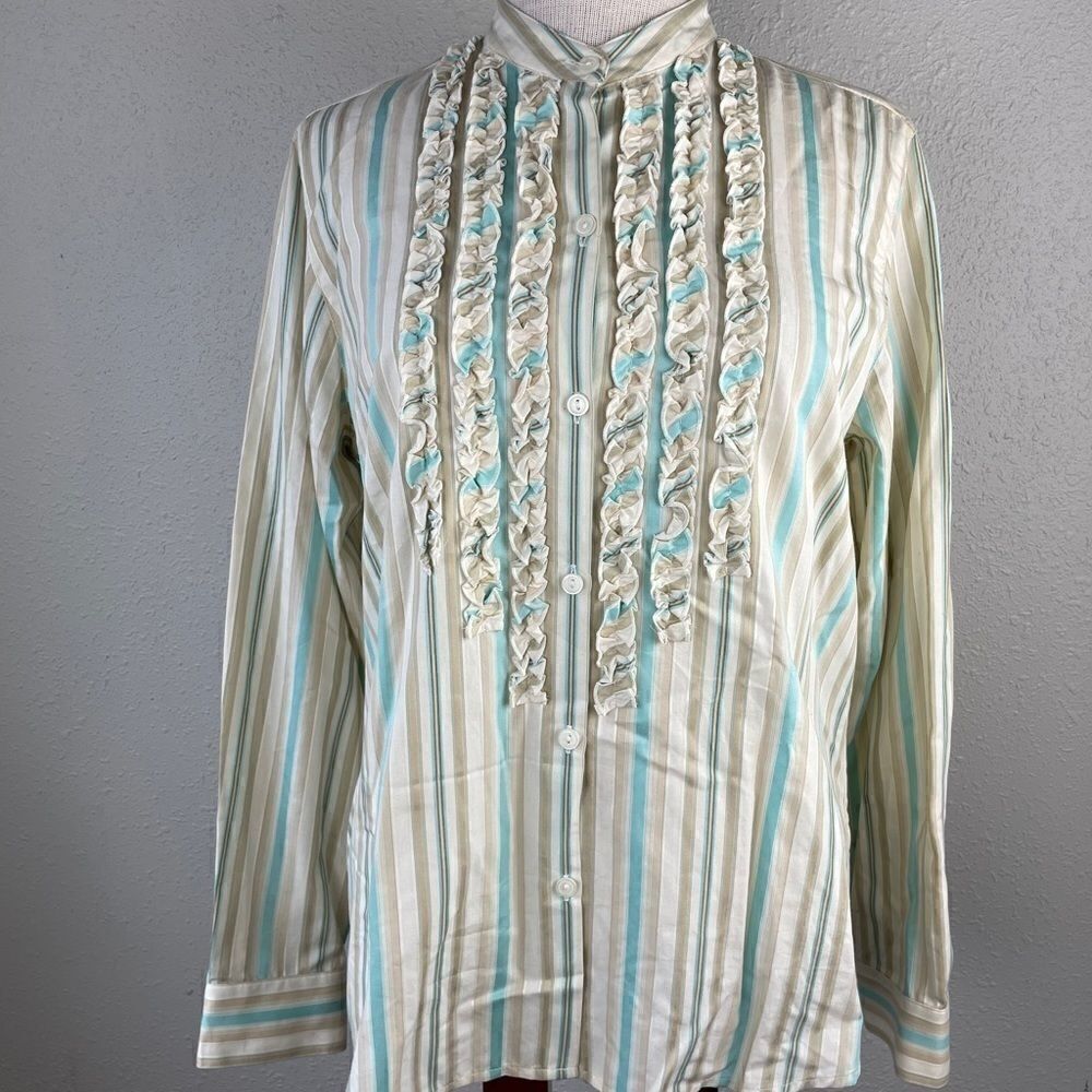Liz Claiborne Striped Button Down Shirt Size M EUC